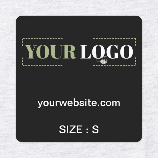 Uw Logo Tekst Website Maat Kleding Zwart Kleding Labels (Design 1)