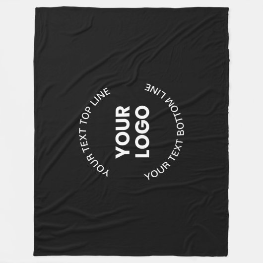 Uw Logo & tekst | Zwart Fleece Deken (Voorkant)