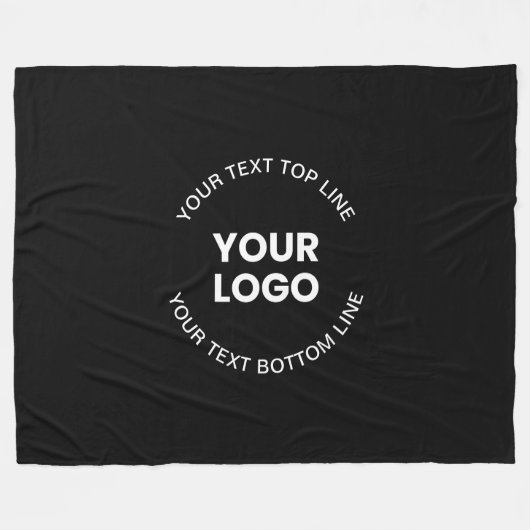 Uw Logo & tekst | Zwart Fleece Deken (Voorkant (Horizontaal))