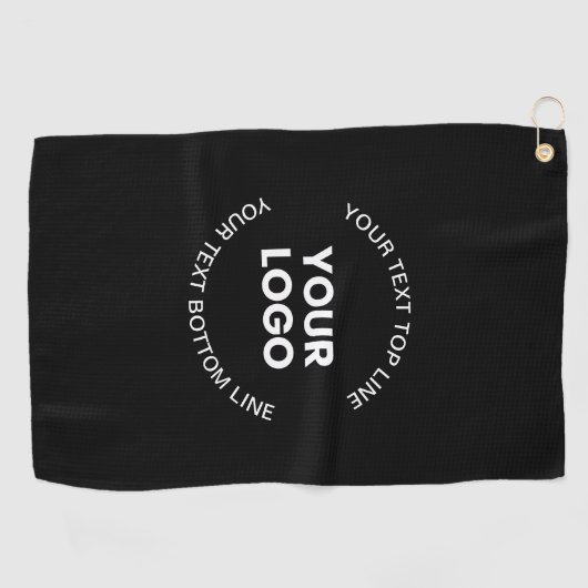 Uw Logo & tekst | Zwart Golfhanddoek (Horizontaal)