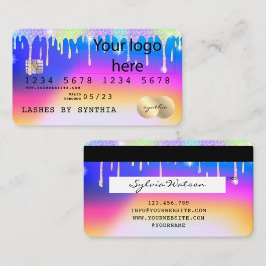 uw logo toevoegenHolograph Unicorn Modern Credit K Visitekaartje (Voorkant / Achterkant)