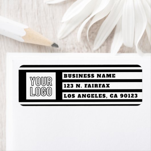 Uw Logo unieke geometrische strepen | Zwart-wit Etiket (Insitu)