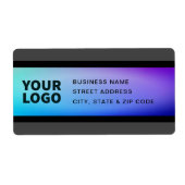 Uw Logo | Vervagen Turquoise & Paarse Etiket (Voorkant)