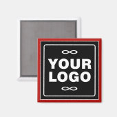 Uw Logo - Vierkant - Achtergrond ZWART Magneet (Voorkant / Achterkant)