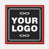 Uw Logo - Vierkant - Achtergrond ZWART Magneet (Voorkant)