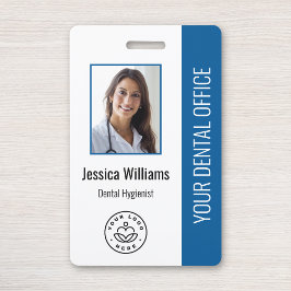Uw logo voor tandartspraktijk foto ID blauw Badge