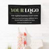 Uw Logo voor uw bedrijf - aangepaste zwart Spandoek (Insitu)