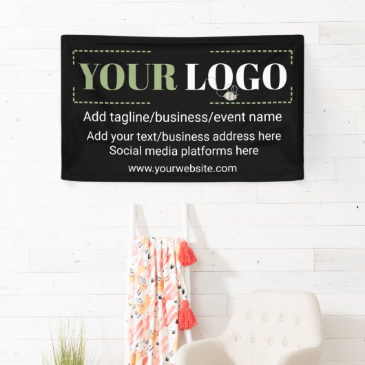 Uw Logo voor uw bedrijf - aangepaste zwart Spandoek (Insitu)