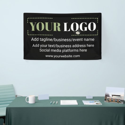 Uw Logo voor uw bedrijf - aangepaste zwart Spandoek (Beurs)