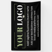 Uw Logo voor uw bedrijf - aangepaste zwart Spandoek (Verticaal)
