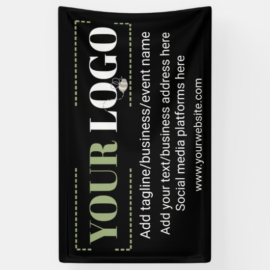 Uw Logo voor uw bedrijf - aangepaste zwart Spandoek (Verticaal)