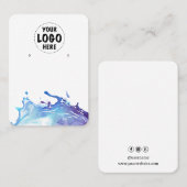 Uw Logo Water Splash Oorbel Display Kaart Groot Visitekaartje (Voorkant / Achterkant)