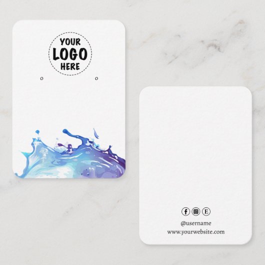 Uw Logo Water Splash Oorbel Display Kaart Groot Visitekaartje (Voorkant / Achterkant)