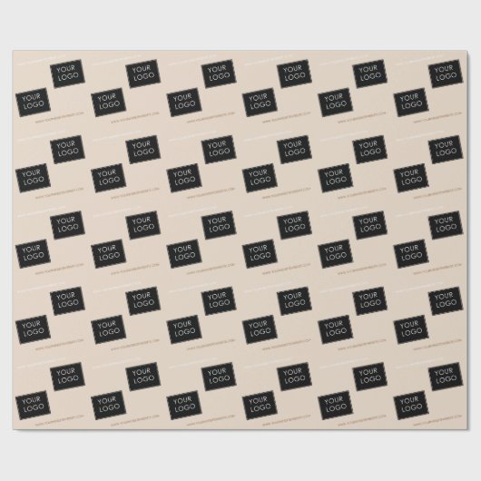 Uw Logo Website Business Company Packaging Beige Cadeaupapier (Vlak)