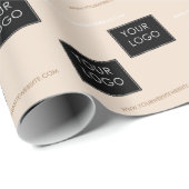 Uw Logo Website Business Company Packaging Beige Cadeaupapier (Rol Hoek)
