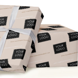 Uw Logo Website Business Company Packaging Beige Cadeaupapier