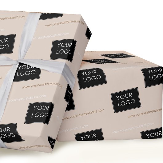 Uw Logo Website Business Company Packaging Beige Cadeaupapier
