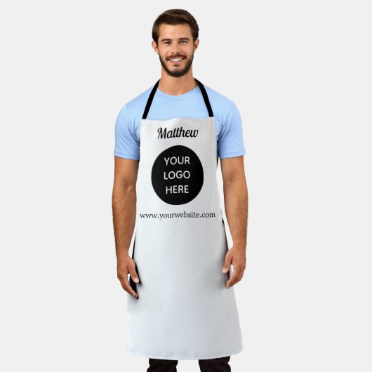 Uw Logo Website Zakelijk Zwart Wit Schort (Gedragen)