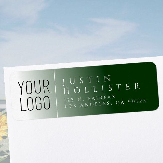 Uw logo & White & Forest Green retouradres Etiket