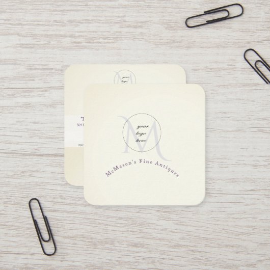 Uw Logo White Square Visitekaartjes (Voorkant / Achterkant in situ)