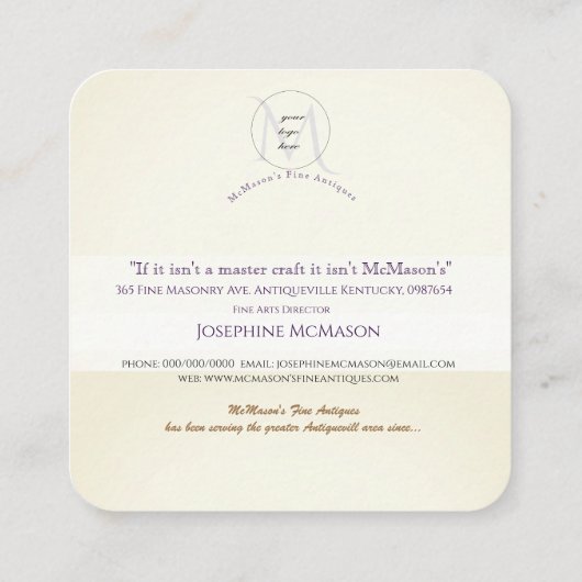 Uw Logo White Square Visitekaartjes (Achterkant)