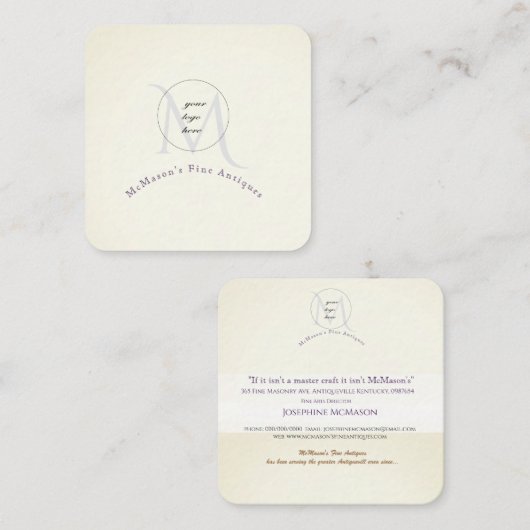 Uw Logo White Square Visitekaartjes (Voorkant / Achterkant)