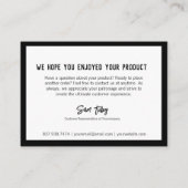 Uw Logo wit op zwarte klantenservice Kaart Visitekaartje (Achterkant)