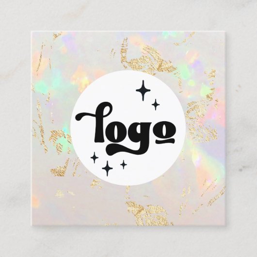 Uw logo wit opaal vierkante visitekaartje (Voorkant)