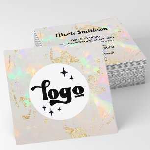 Uw logo wit opaal vierkante visitekaartje
