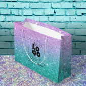 Uw Logo Zeemeermin Ombre Glitter Papieren boodscha Groot Cadeauzakje