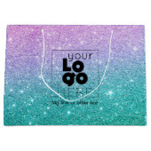 Uw Logo Zeemeermin Ombre Glitter Papieren boodscha Groot Cadeauzakje (Voorkant)