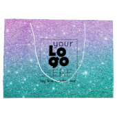 Uw Logo Zeemeermin Ombre Glitter Papieren boodscha Groot Cadeauzakje (Achterkant)