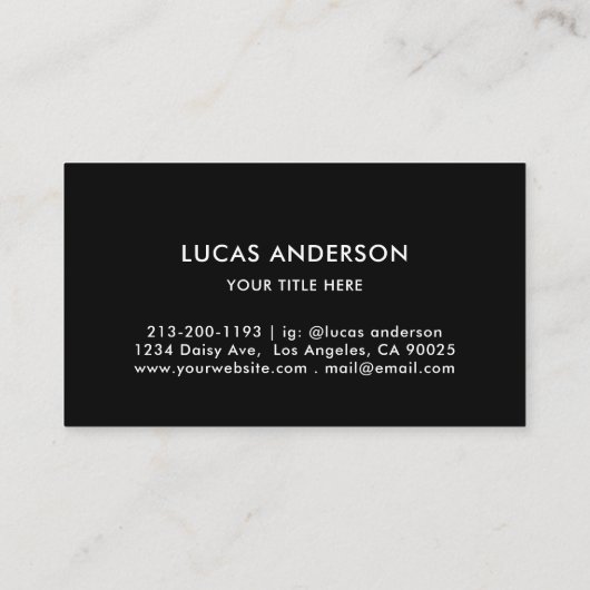 Uw Logo zwart-witte Folie Moderne onderneming Visitekaartje (Achterkant)