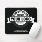Uw logo zwarte achtergrondmuispad muismat (Met muis)