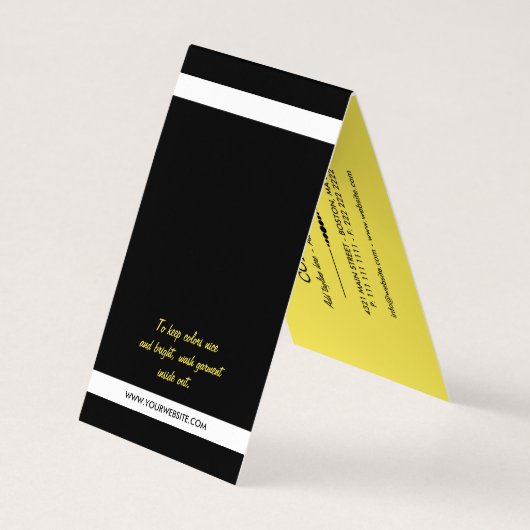 Uw Logo zwarte en gele Kinder kleren Label hangen  Visitekaartje (Achterkant)