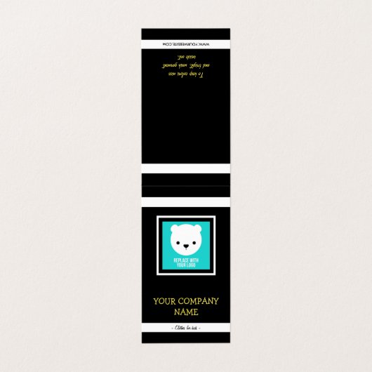 Uw Logo zwarte en gele Kinder kleren Label hangen  Visitekaartje (Buitenkant ongevouwen)