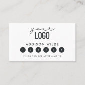 Uw Logo zwarte en witte minimale loyaliteitsKaart Klantenkaartje (Voorkant)