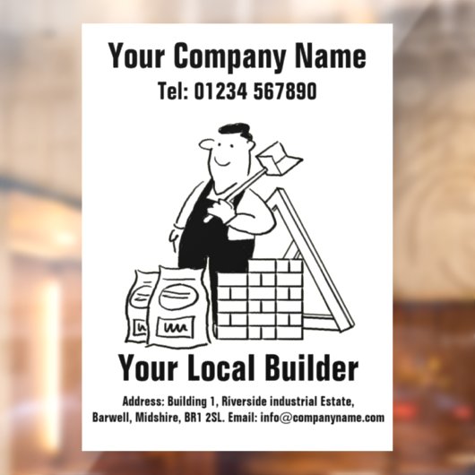 Uw lokaal ontwerp van de Cartoon van de Bouwer Raamsticker (Vel 2)