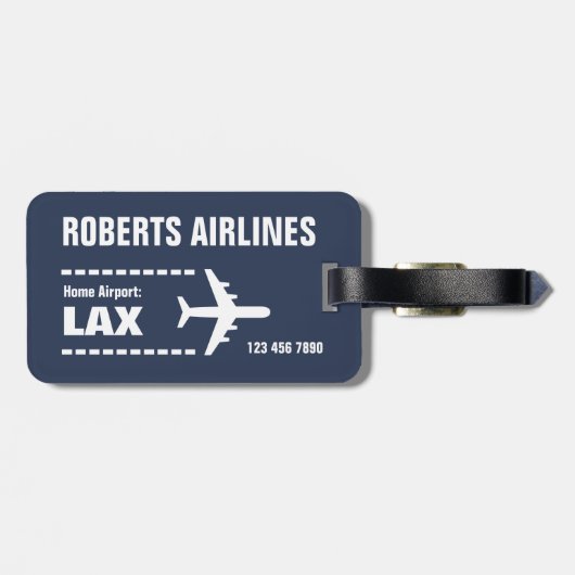 UW LUCHTVAARTMAATSCHAPPIJ (aanpasbaar) Bagagelabel (Achterkant horizontaal)