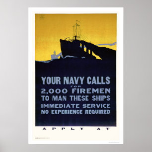 Uw marineoproep - Firemen is nodig (US02298) Poster