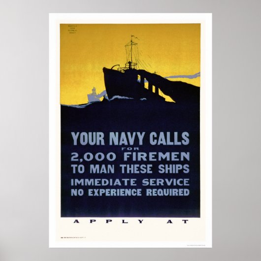 Uw marineoproep - Firemen is nodig (US02298) Poster (Voorkant)