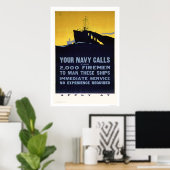 Uw marineoproep - Firemen is nodig (US02298) Poster (Thuiskantoor)