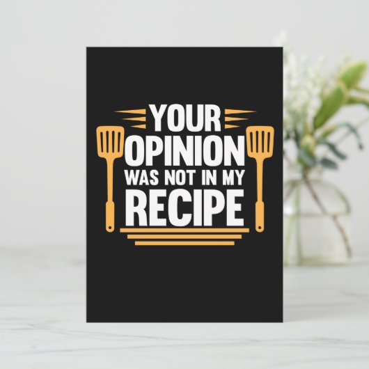 Uw mening niet in recept kook chef koken bedankkaart (Staand voorkant)