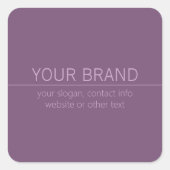 Uw merk of bedrijfsnaam Modern Paarse Mauve Vierkante Sticker (Voorkant)