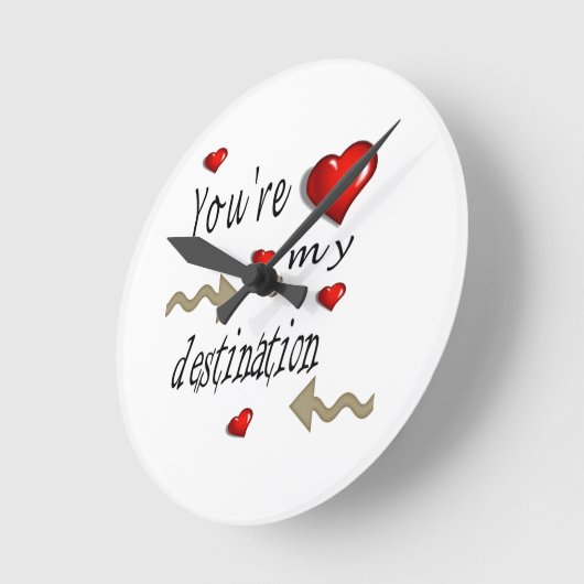 Uw mijn bestemming Red Hearts tijdklok Ronde Klok (Hoek)