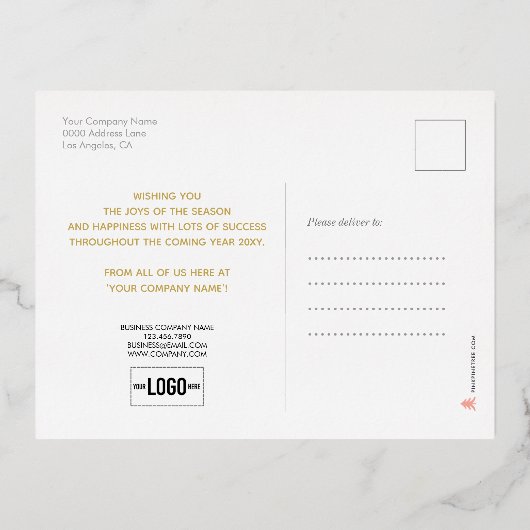 Uw minimalistische marinescheepvaart met blauw gou folie feestdagen briefkaart (Achterkant)