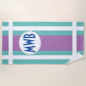 Uw monogram aan Blauwgroen en Paarse grenzen met w Strandlaken (Voorkant)