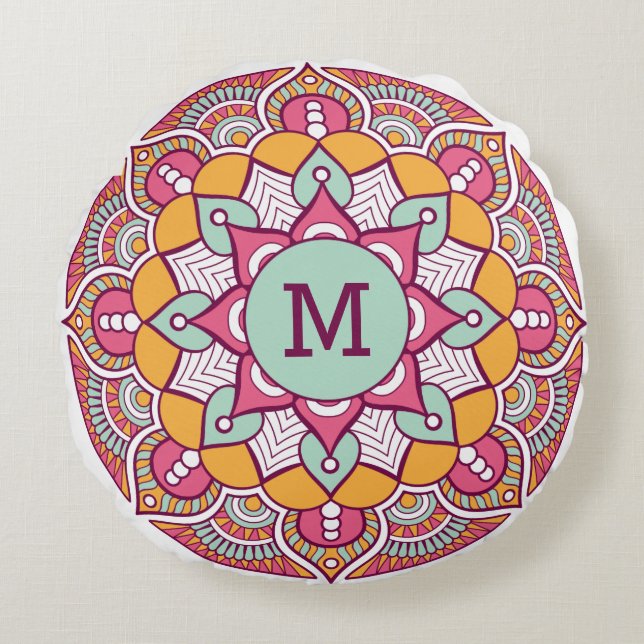 UW monogram aangepaste Boho gooi kussen (Voorkant)
