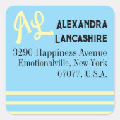 Uw monogram Adresetiketten - veelkleurig Vierkante Sticker (Voorkant)