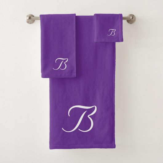 Uw Monogram B Paarse Passie Badhanddoekenset Bad Handdoek (Insitu)